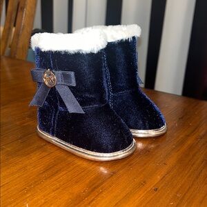 Michael Kors Baby Sweet Infant Booties Boots Shoes velour navy new Girls Size 1